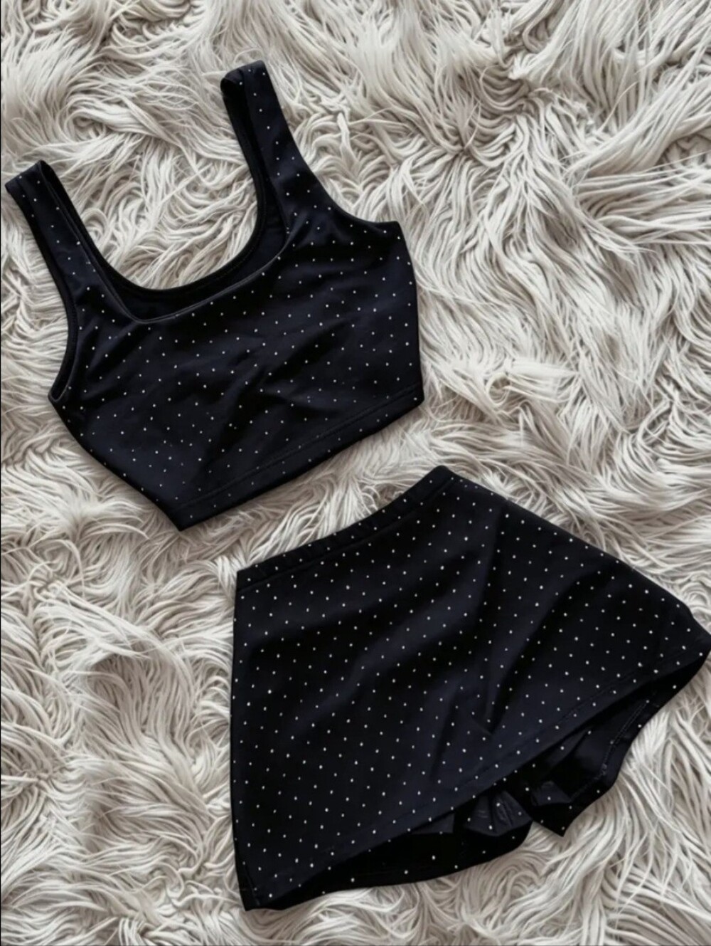 2pcs Set: Slim-fit Fashionable Tank Top with Color-blocked Body-hugging Crystal